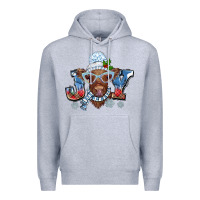 Heather Grey Christmas snow cow joy Premium Hoodie - BarkalooDesign