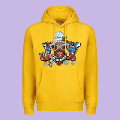 Christmas Snow Cow Joy Premium Hoodie Designed By Barkaloodesign