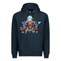 Navy Christmas snow cow joy Premium Hoodie - BarkalooDesign