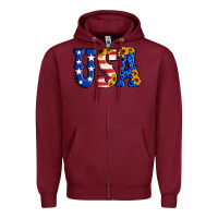 Burgundy usa western font Zipper Hoodie - Jasminsmagicworld