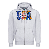 Heather Grey usa western font Zipper Hoodie - Jasminsmagicworld