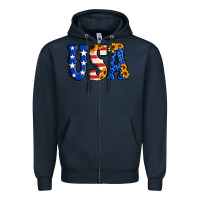 Navy usa western font Zipper Hoodie - Jasminsmagicworld