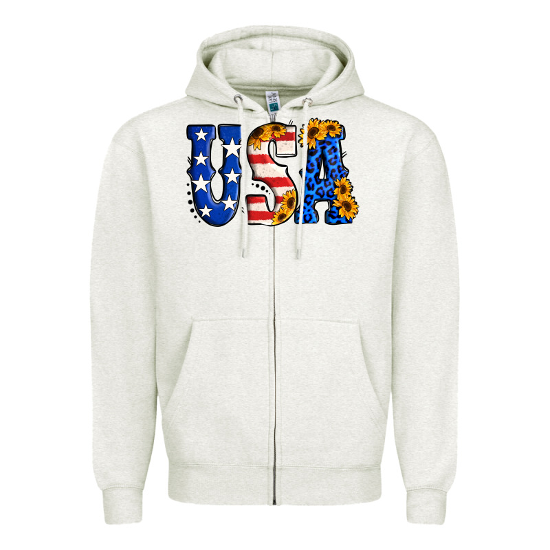 Usa Western Font Zipper Hoodie by Jasminsmagicworld | Teevron