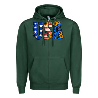 Sports Green usa western font Zipper Hoodie - Jasminsmagicworld