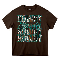 Chocolate Brown Howdy Cowhide Turquoise Heavy Core Tee - Jasminsmagicworld