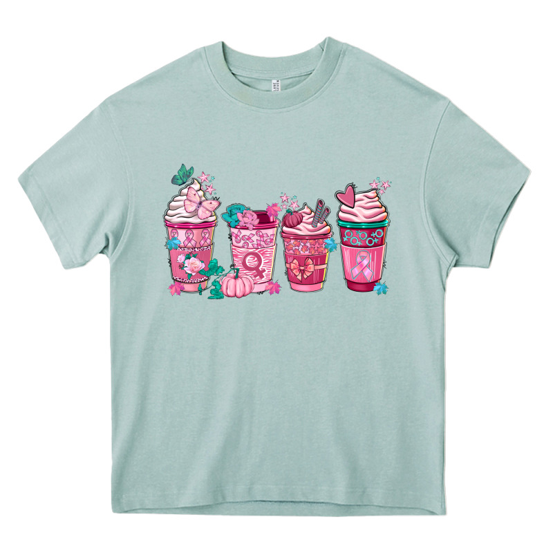 Breast Cancer Coffee Cups Heavy Core Tee by FaDigitalArtStudio | Teevron