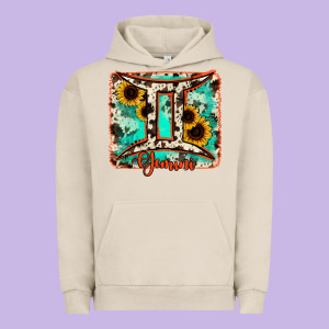 Gemini Turquoise Cowhide Urban Hoodie Designed By Ranaportraitstore