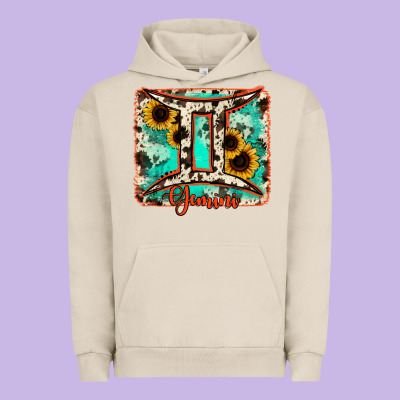 Gemini Turquoise Cowhide Urban Hoodie Designed By Ranaportraitstore
