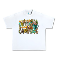 White Weekends Coffee And Camping Urban Heavy Tee - CowhideDigitalArt