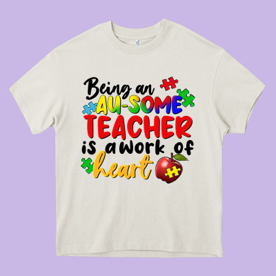 Being An Au Some Teacher Is A Work Of The Heart Heavy Core Tee Designed By Fadigitalartstudio