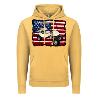 Vintage Mustard golf cart american flag Vintage Hoodie - Artiststas