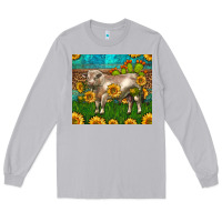 Moon Dust Western Charolais Bull With Sunflowers Long Sleeve Tee - LillyAllenDesigns