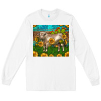 White Western Charolais Bull With Sunflowers Long Sleeve Tee - LillyAllenDesigns