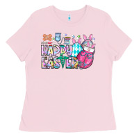 Bubblegum Pink happy easter nurse Ladies Tee - CowhideDigitalArt