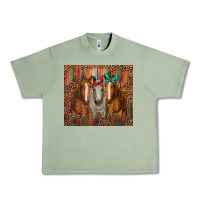 Oil Green western horses with bandanas Urban Heavy Tee - RanaPortraitStore
