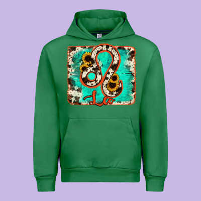 Leo Turquoise Cowhide Urban Hoodie Designed By Ranaportraitstore