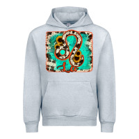 Heather Grey leo turquoise cowhide Urban Hoodie - RanaPortraitStore