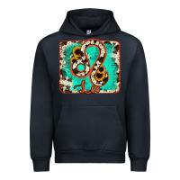 Navy leo turquoise cowhide Urban Hoodie - RanaPortraitStore