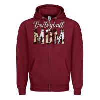 Burgundy volleyball  mom Zipper Hoodie - Jasminsmagicworld