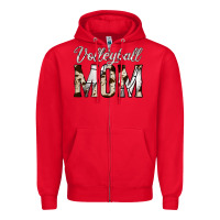 Red volleyball  mom Zipper Hoodie - Jasminsmagicworld