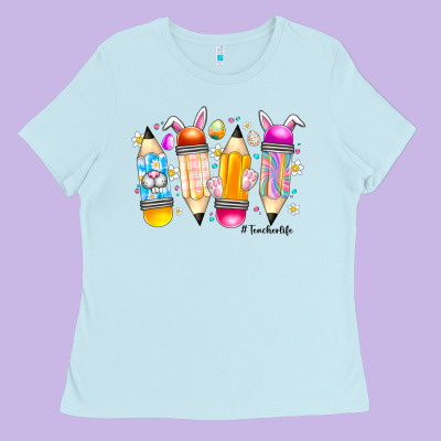 Easter Teacher Life Ladies Tee Designed By Cowhidedigitalart