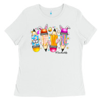 White Easter Teacher Life Ladies Tee - CowhideDigitalArt