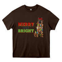 Chocolate Brown merry and bright german shepherd Heavy Core Tee - RanaPortraitStore