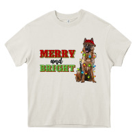 Cream merry and bright german shepherd Heavy Core Tee - RanaPortraitStore
