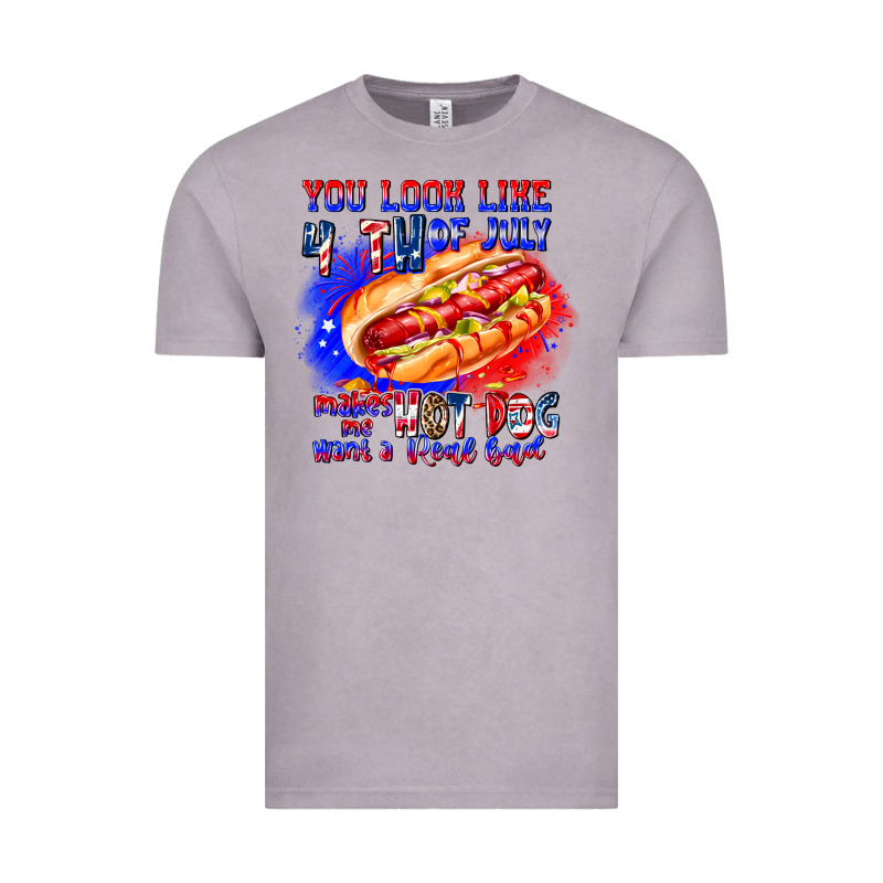 You Look Like 4th Of July Makes Me Hot Dog Want A Vintage Tee by CowhideDigitalArt | Teevron