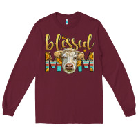 Burgundy Western Blessed Mom Charolais Bull Long Sleeve Tee - LillyAllenDesigns
