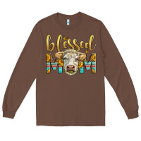 Chestnut Western Blessed Mom Charolais Bull Long Sleeve Tee - LillyAllenDesigns
