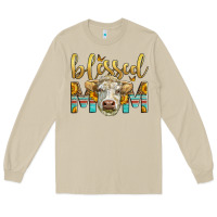Mushroom Western Blessed Mom Charolais Bull Long Sleeve Tee - LillyAllenDesigns