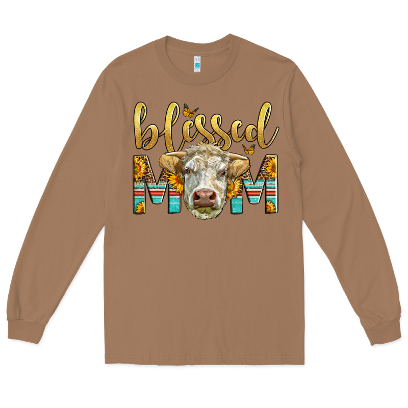 Western Blessed Mom Charolais Bull Long Sleeve Tee by LillyAllenDesigns | Teevron