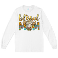 White Western Blessed Mom Charolais Bull Long Sleeve Tee - LillyAllenDesigns