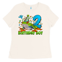 Bone birthday boy frog age 2 Ladies Tee - LillyAllenDesigns
