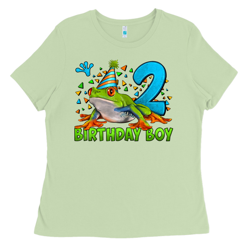 Birthday Boy Frog Age 2 Ladies Tee by LillyAllenDesigns | Teevron
