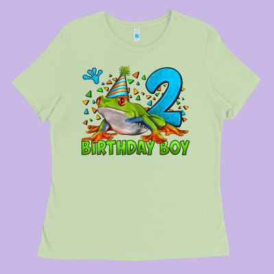 Birthday Boy Frog Age 2 Ladies Tee Designed By Lillyallendesigns