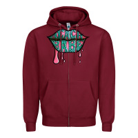 Burgundy beach babe leopard lips Zipper Hoodie - Jasminsmagicworld