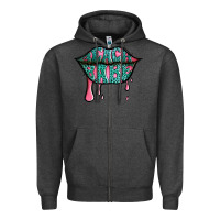 Charcoal Heather beach babe leopard lips Zipper Hoodie - Jasminsmagicworld