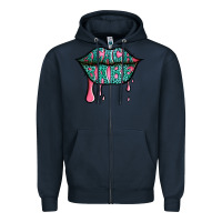 Navy beach babe leopard lips Zipper Hoodie - Jasminsmagicworld