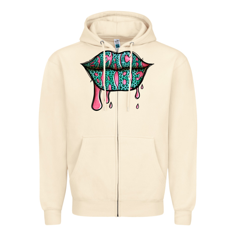 Beach Babe Leopard Lips Zipper Hoodie by Jasminsmagicworld | Teevron