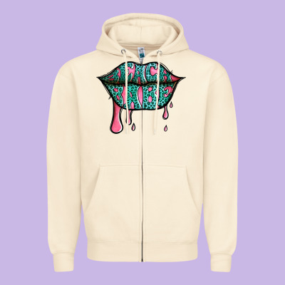 Beach Babe Leopard Lips Zipper Hoodie Designed By Jasminsmagicworld
