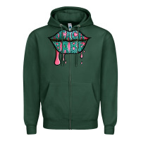 Sports Green beach babe leopard lips Zipper Hoodie - Jasminsmagicworld