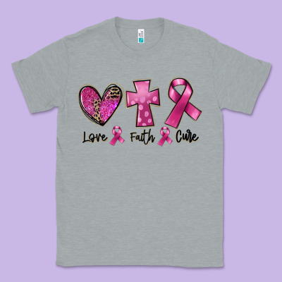 Love Faith Cure Breast Cancer Classic Tee Designed By Fadigitalartstudio
