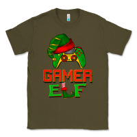 Army Green Christmas gamer elf Classic Tee - BarkalooDesign