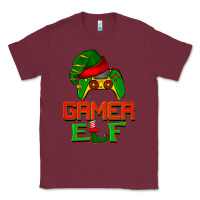 Burgundy Christmas gamer elf Classic Tee - BarkalooDesign
