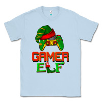 Dusty Blue Christmas gamer elf Classic Tee - BarkalooDesign