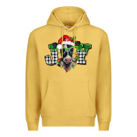 Antique Gold Christmas joy black and white cow Premium Hoodie - BarkalooDesign