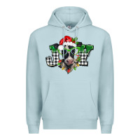 Blue Mist Christmas joy black and white cow Premium Hoodie - BarkalooDesign