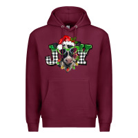 Burgundy Christmas joy black and white cow Premium Hoodie - BarkalooDesign